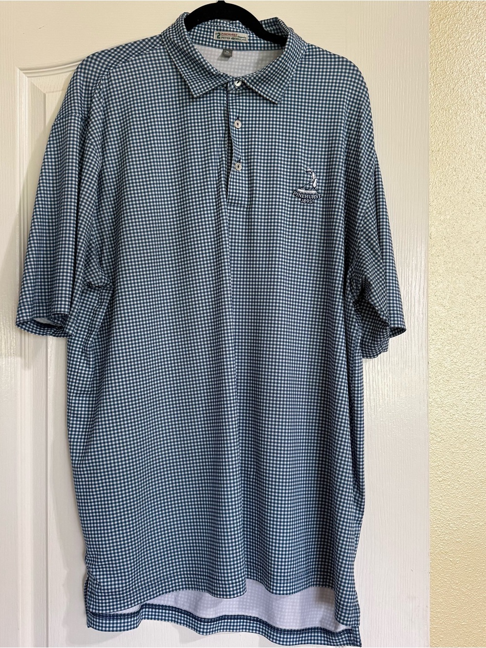 Peter Millar Blue Gingham Short-Sleeve Polo